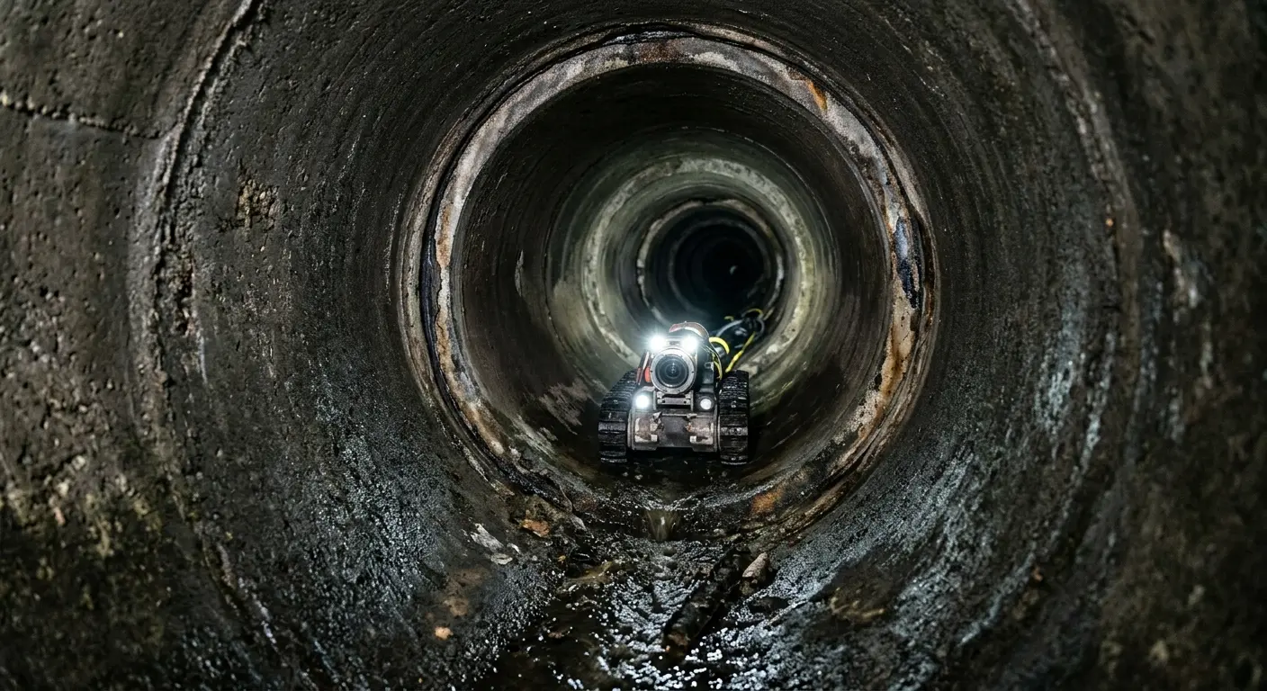 Robotic sewer camera inspecting pipe interior for Drain Snake Service in Margate